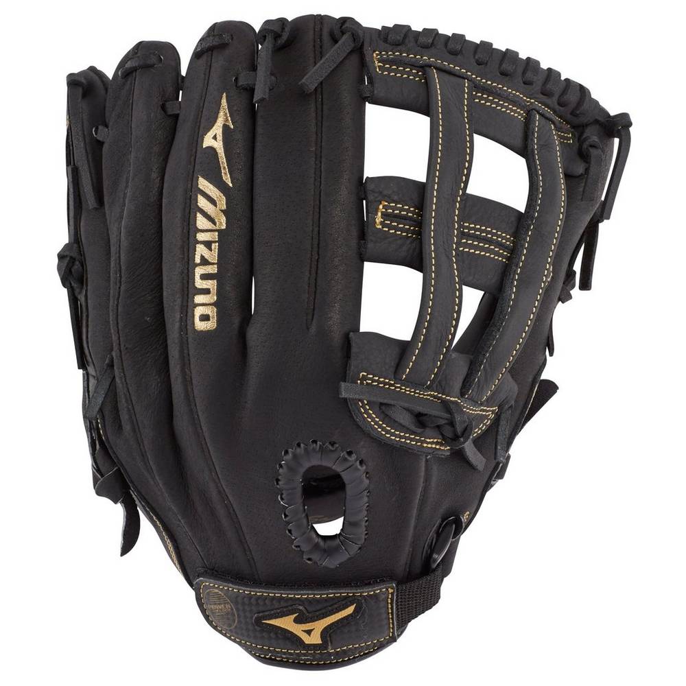 Mens Mizuno Premier Series Slowpitch 12" Gloves Black/Gold Philippines (GTZHVS037)